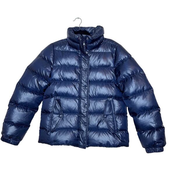 J.CREW Shiny Puffer Down Jacket Blue Size M - Picture 3 of 12